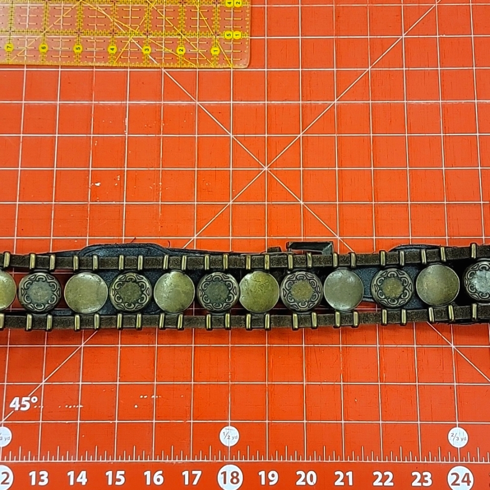 Metal and Faux Leather belt 34 - 40" euc